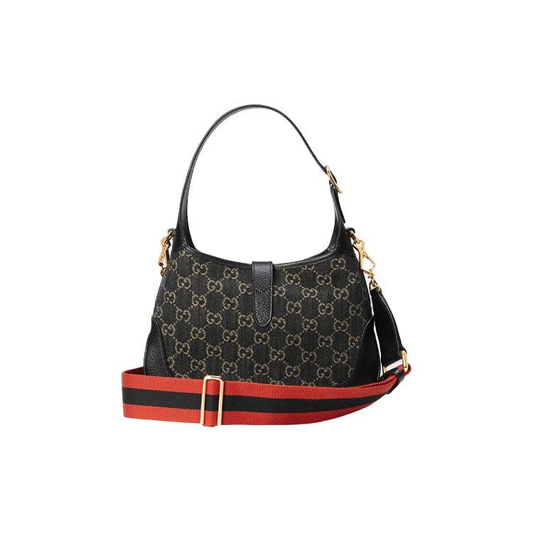 GUCCI Jackie 1961 Canvas With Leather Trim Crescent Shoulder Bag Shoulder Bag, Crossbody Bag Small Women's Black 678843-UN3AG-1294