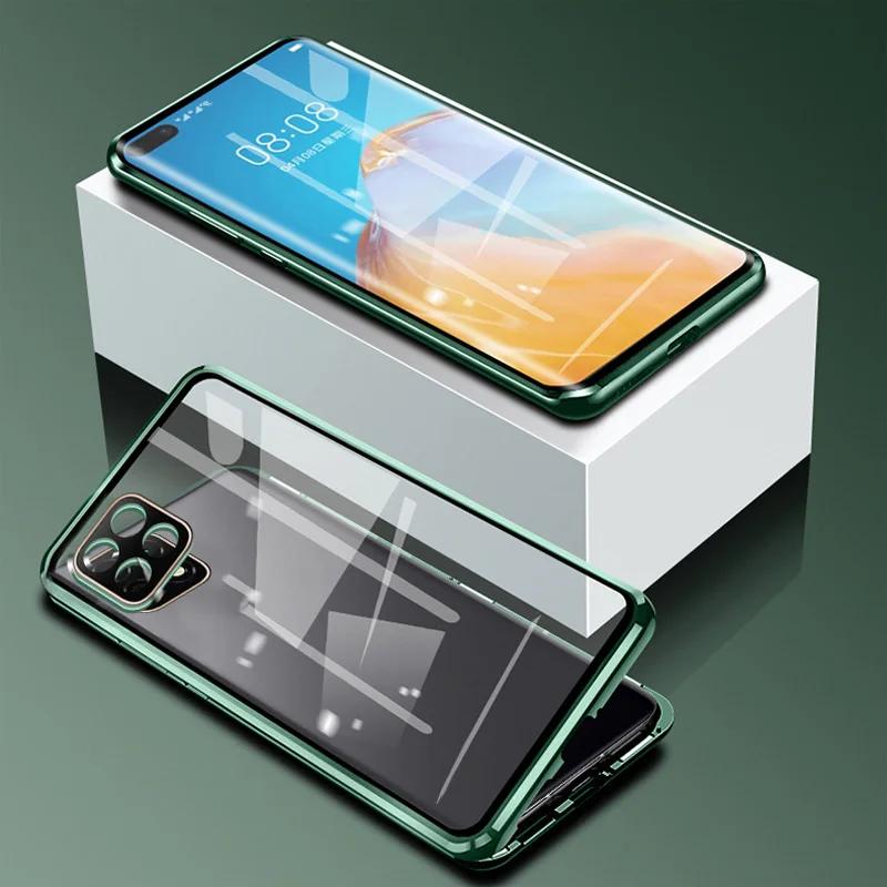 Магнитный металлический чехол для телефона Poco F7 Ultra X7 X6 F6 F5 Pro C75 M7 5G Двусторонний чехол с закаленным стеклом Защита объектива Чехлы