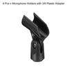 uxcell Microphone Holder, O.D. 21mm - 33mm Plastic Interface, Microphone Holder Clip with 3/8" Metal Adapter for Lavalier Microphones, Black, Set of 4