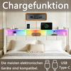 Upholstered Bed with Storage, Leather Headboard, USB & Type-C Ports, Noise-Free Padding, and LED Lighting,White.