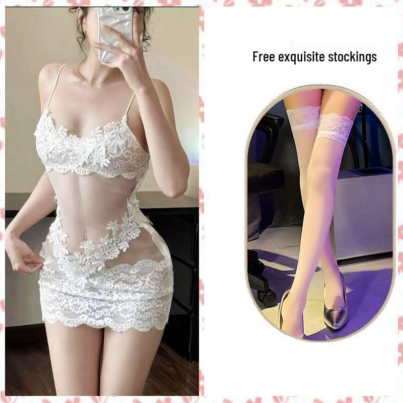 Новая пижама-слинг, облегающая бедра: Соблазнительный стиль с кружевной отделкой для зрелой, сексуальной элегантности