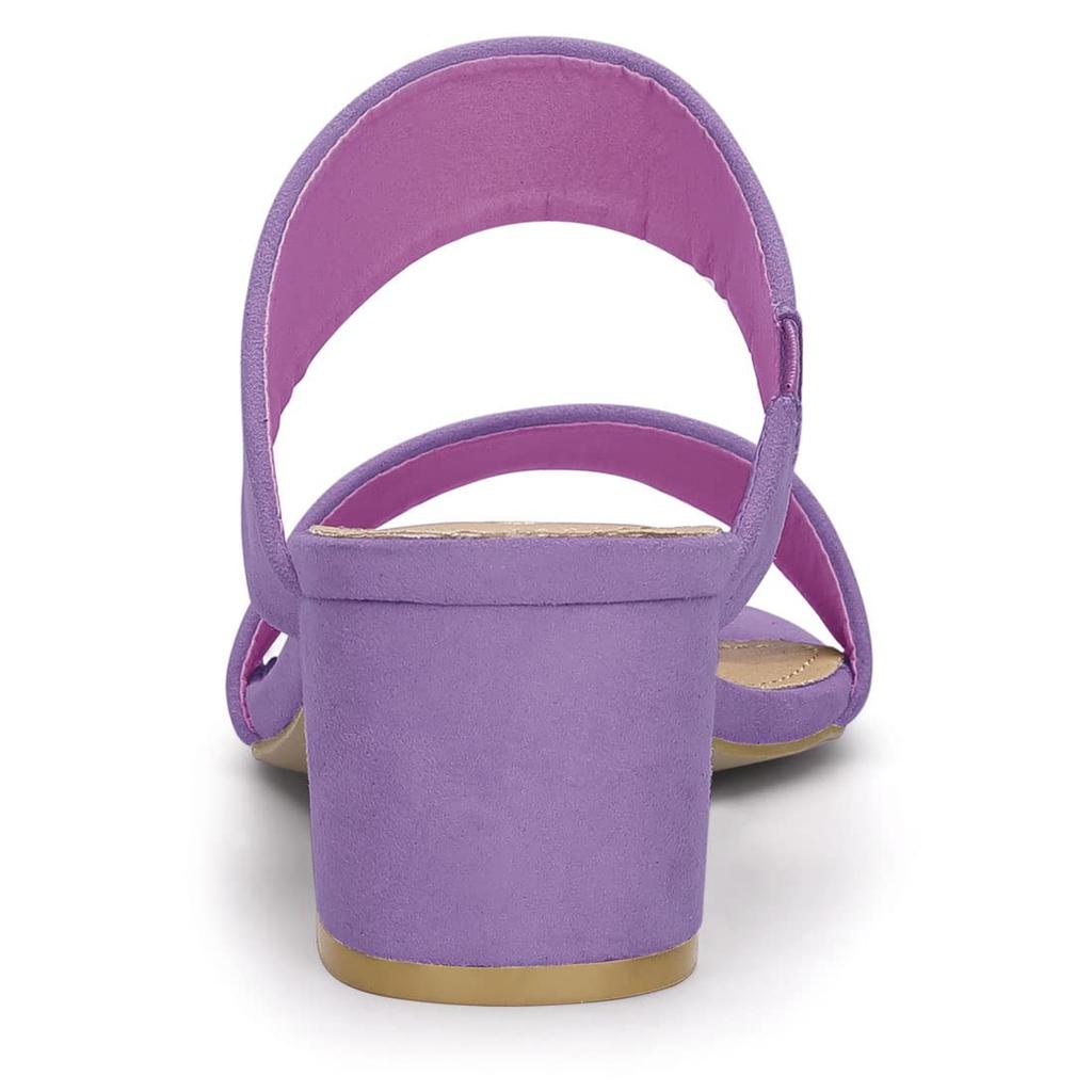 Allegra K Women's Open-Toe Slide Sandals with Block Heels, Purple, Size 24.5cm