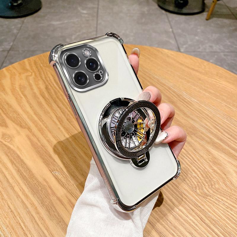 Electroplated Flash Phone Case For OPPO Realme Narzo 50A Prime N53 N55 N63 80 10 10A 20A 30 Pro 5G 4G Cover with Spinning Wheel Ring Stand