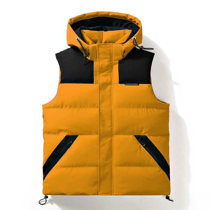 Мужской модный хлопковый жилет с капюшоном - Без рукавов, плотный и теплый для осени/зимы, унисекс.