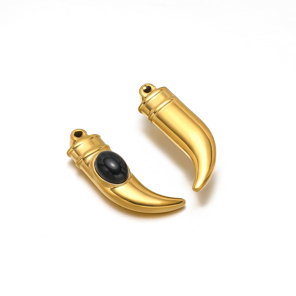 5pcs Gold Stainless Steel Natural Stone Pepper Ox Horn Charms for DIY Women Necklace Pendants Jewelry Bracelet Earrings Making