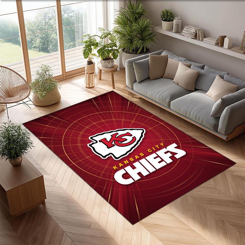 Kansas City Chiefs Crystal Velvet Carpet Soft Anti?Slip Floor Mat Comfortable Home Living Room Bedroom Decor Rug