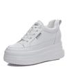 10CM 8CM Genuine Leather Women Shoes White Skateboard Sneakers Platform Wedge Shoes Air Mesh Hollow Breathable
