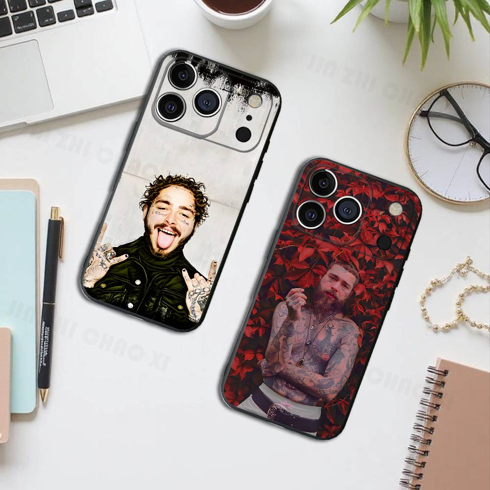 P-Post-m-Malone Silicone Soft Phone Case For IPhone17 16 15 14 13 12 11 Pro Max Plus X XR SE Cover