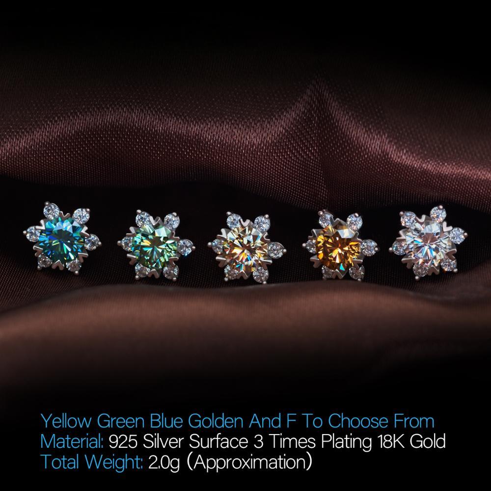 Муассанит D цвет 6 мм, всего 1,6 карата, бриллиант, испытание пройдено, позолоченные 18 К, серебро 925 пробы, серьги-снежинки, ювелирные изделия, подарок для девочек и женщин