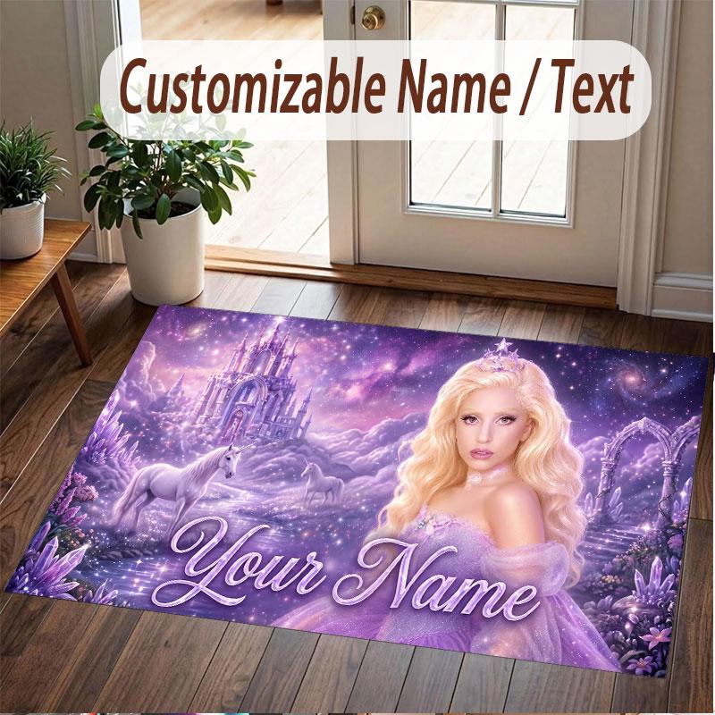Custom Name Crystal Velvet Rug,Lady Gaga Comfortable Anti Slip Floor Mat For Room Decoration