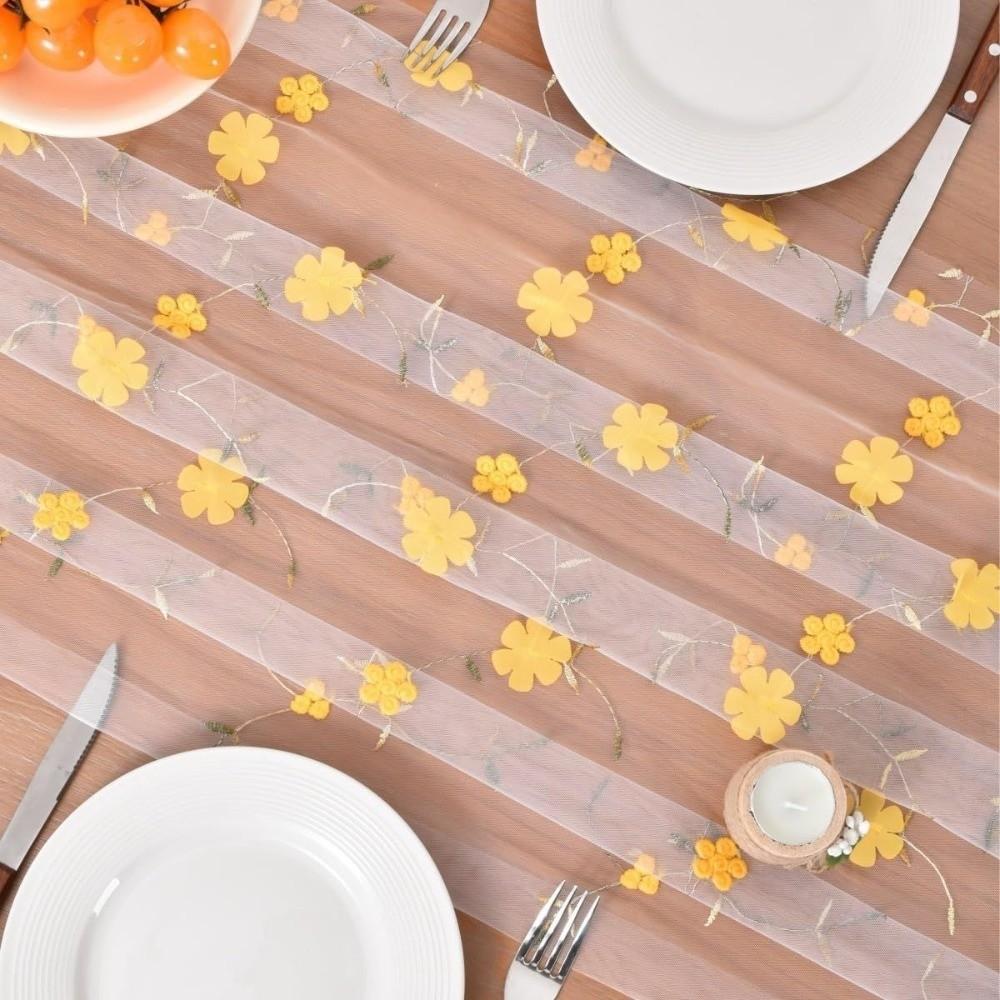Romantic Floral Tablecloth 3D Embroidery Wedding Desktop Decoration Table Cover Photography Prop