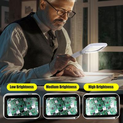 Увеличительное стекло со светодиодной подсветкой, складная ручка, высокая мощность увеличения, легкая ручная лупа, помощь в чтении для пожилых людей