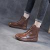 Women Versatile Autumn Winter 2024 Single Boots British Style Genuine Leather Flat Sole Short Boot Fashion Elevated Casual Shoes
