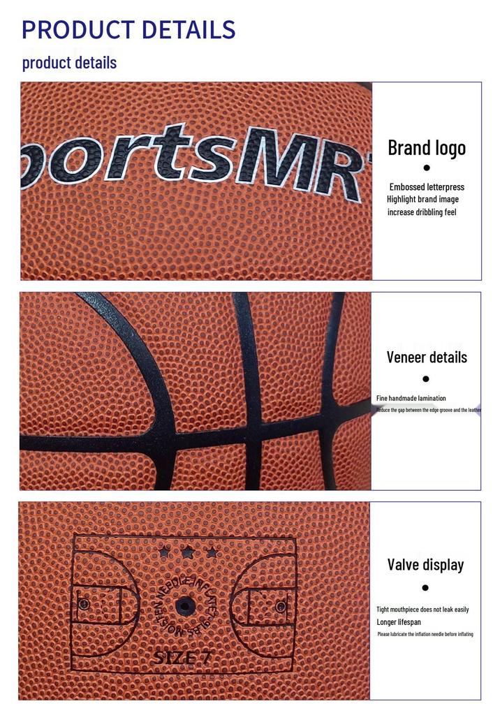 SportsMRT Tang M806 Ultra-Fiber Basketball, No. 7, Foamed Midsole, Adult, Indoor/Outdoor Cement Court Use