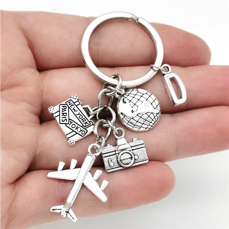 26 Букв Самолет Брелок Подвеска Самолет Брелок Земля Камера Шарм Брелок Лучшие Друзья Путешествия Ювелирные Изделия Подарки