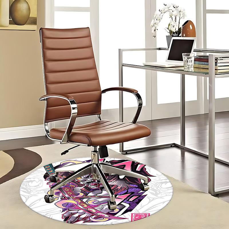 1pc Anime Demon Slayer Design Round Carpet - Office Chair Mat, Non-Slip Rug for Home Decor, Seasonal Gift, Suitable for Office, Living Room, Bedroom,