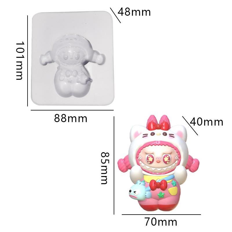 Kawaii Labubu Silicone Mould Cute Cartoon Image Baking Mold Diy Chocolate Cake Candy Baking Mold Craft Making Tools