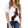 Squirrel T-Shirts Animal 3D Print Women Short Sleeve V-Neck T Shirt Y2k Harajuku Streetwear Oversized Female Tops Tees Clothing