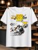 Joe Bar Team 7 Cartoon Motorcycle Crash Scene With Checker Stripe And Oversized Yellow Number Comic Unisex All Tshirt