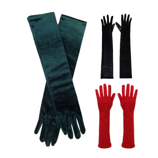 1 Pair Bride Wedding Gloves Golden Velvet Anti-slip Five Fingers Retro Pure Color