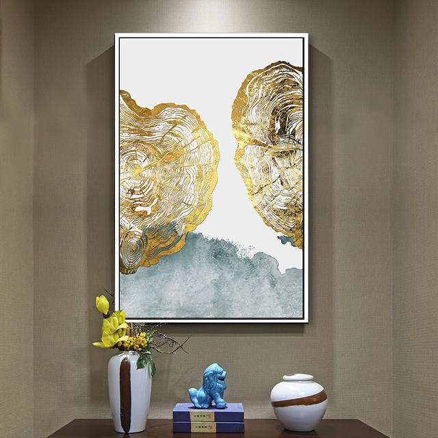 Современное абстрактное золотое годовое кольцо, картина маслом, геометрическая линия, чернильный плакат и принты, крыльцо, гостиная, декоративное настенное искусство