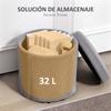 Puff With Storage Round Upholstered In Corduroy With Stable Steel Structure And Soft Padding Ø40x41 Cm Light Gray
