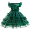 Christmas Kids And Girl's Princess Dress Sleeveless Floral Layered Tulle Dress Kids Birthday Party Dress