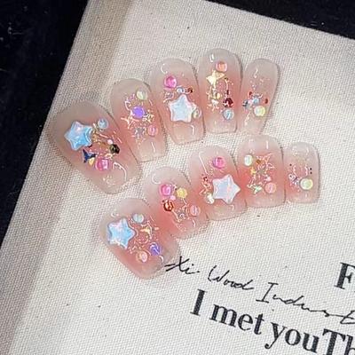 Чисто ручная работа Фототерапия Носимые ногтевые пластины Fanxing Носимые ногти Готовый продукт Многоразовые накладные ногти