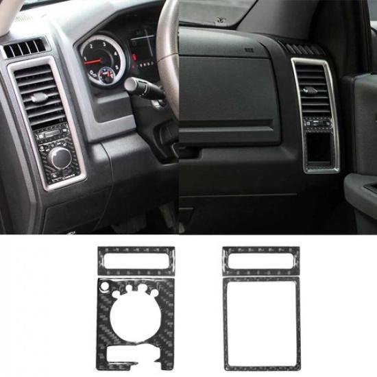4Pcs Carbon Fiber Interior Dim Light Control Cover Trim For RAM 1500