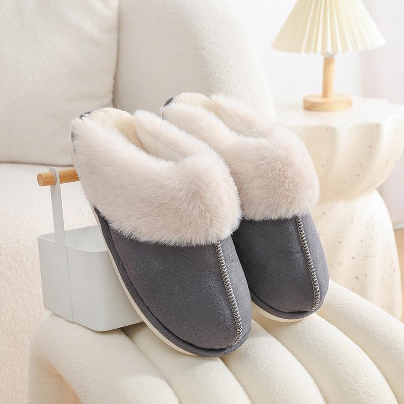 Lamb Wool Winter New Cotton Shoes Snow Cotton Velvet Home Warm Non-slip Waterproof Fluffy Shoes Women