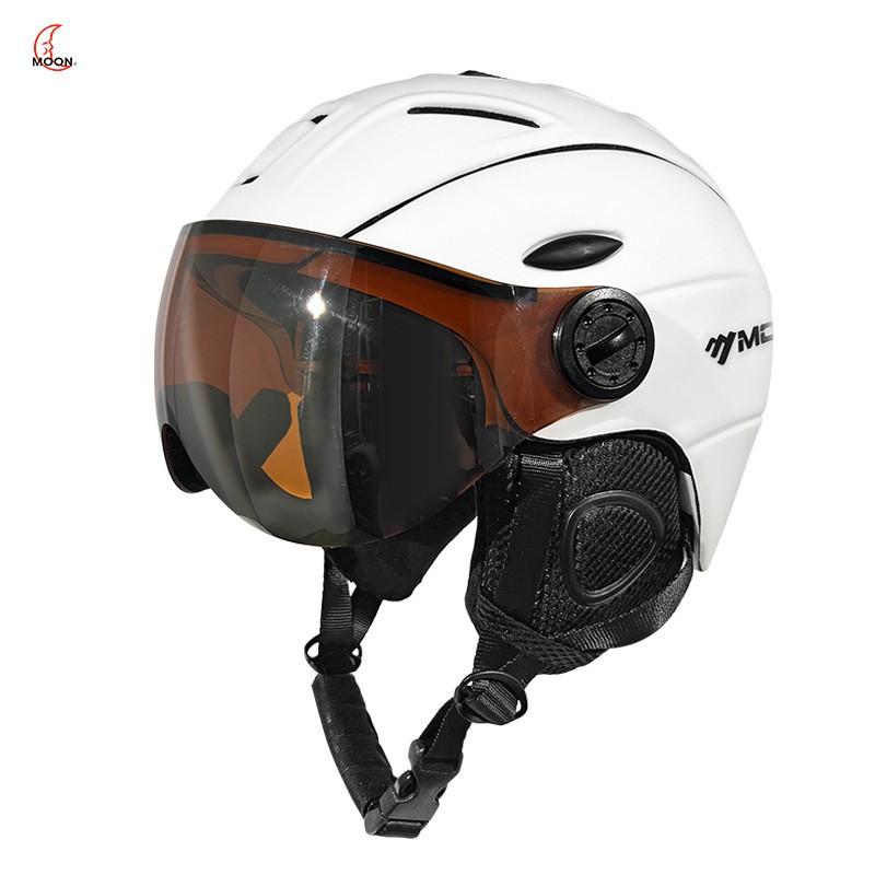 Integrated Ski Helmet With Goggle Men Women - PCEPS Safety Headgear In White Black Blue Orange M L XL