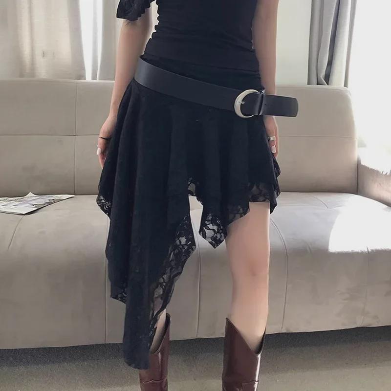 Юбка-плиссе из французского ретро-кружева с неровными слоями