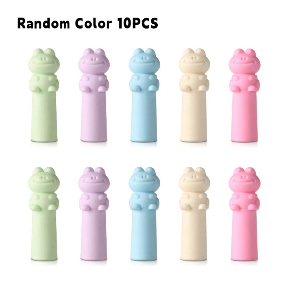 10PCS Cat Shape Erasers 2 in 1 Pencil Extender Cartoon Pen Top Protector  Students Gift