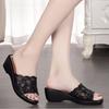 Spring and Summer Rhinestone Sandals Crystal Sandals Women's Shoes Slope Heel Open Toe Slippers