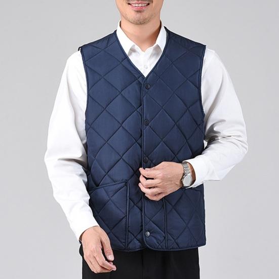 Мужской осенне-зимний пуховый жилет с карманом и застежкой на пуговицы с v-образным вырезом, однотонный холодостойкий жилет без рукавов