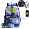 Sports CR7 USB Backpack Women Men An-ti Lock Travel Casual Backpacks Teens Laptop Capacity School Bags With Pencil Case 2pcs