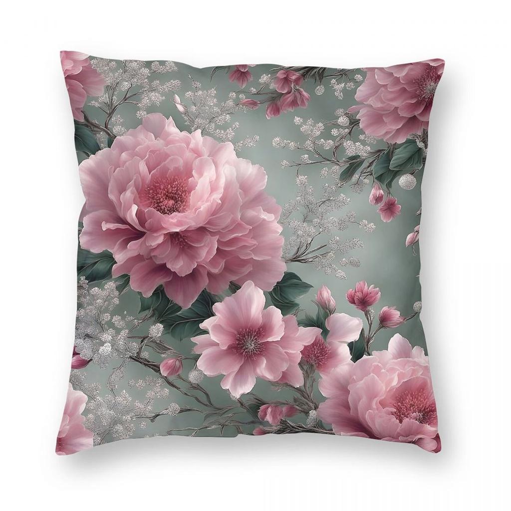 Camilla Flowers Pillowcase Polyester Linen Velvet Printed Zip Decorative Sofa Seater Cushion Cover x