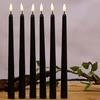 3 or 6 Pieces Black Flameless LED Taper Candles 11 inch,Plastic Realistic Flickering Decorative Halloween Candle Light
