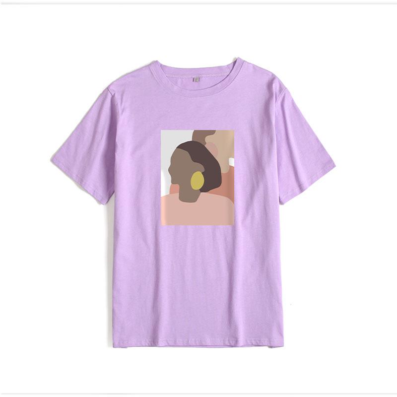 Hirsionsan модная женская футболка с абстрактным рисунком 2021, новые хлопковые футболки с эстетическим принтом, свободные базовые женские топы с короткими рукавами