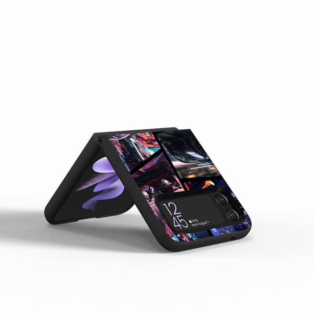 Крутой чехол-спортивный автомобиль для Samsung Galaxy Z Flip4 Flip3 5G Жесткий ПК-чехол для мобильного телефона Z Flip 4 3 Черный Coque Zflip4 Zflip3 Чехол