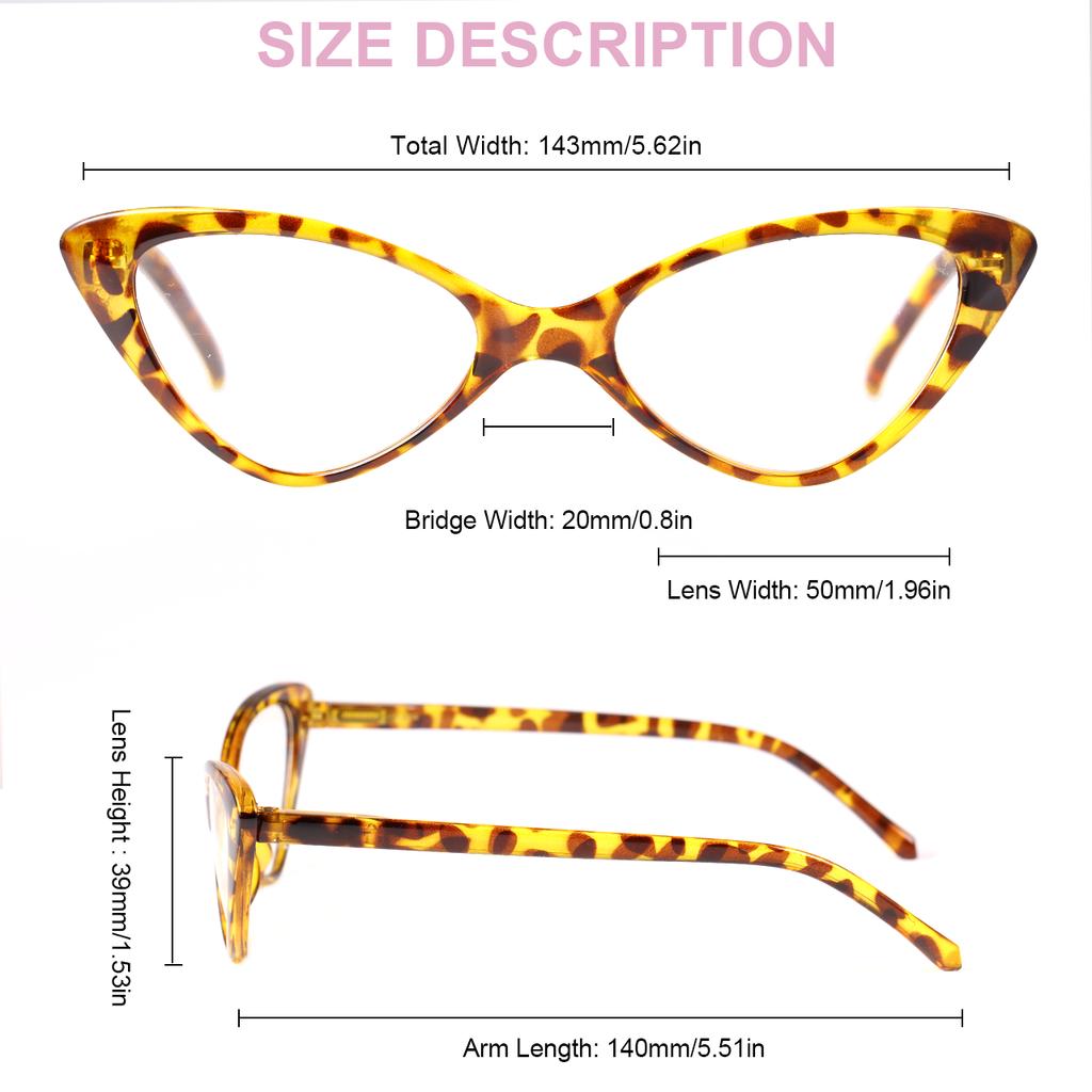5PCS Fashion Cat Eyes Reading Glasses Ultralight Small Frame Clear Lens Presbyopic Eyeglasses For Women Men With +1.0 To +3.0