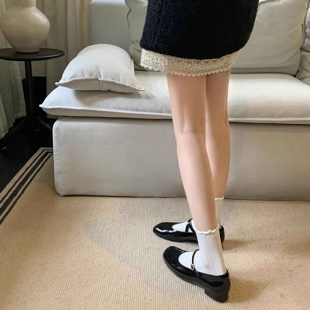 Версия из коровьей кожи~ У Су Иинь такие же корейские нишевые туфли Мэри Джейн на толстом каблуке с французской кожаной пряжкой, женские туфли для работы