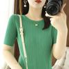 Women Knit T-shirt MODERN NEW SAGA Summer Knitted Shirt Short Sleeve Tees O-neck Pullover Knit Tops