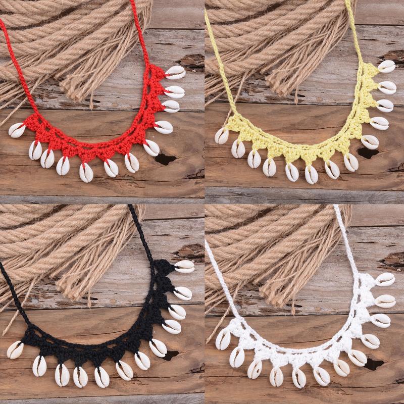 Women Natural Sea Cowrie Shell Summer Jewelry Rope Chain Choker Necklace Bohemian Shells Choker Girl Friendship Gifts