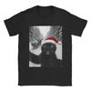 Funny  Cat Selfie with Santa Christmas  Men's T Shirts  Awesome Tees Short Sleeve Round Collar T-Shirts  New Arrival Clothing