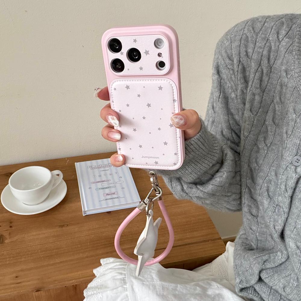 Xiaoxiangfeng star with lanyard, suitable for iPhone17ProMax mobile phone case, simple and light luxury, Korean style Apple 16Pro new 15PRO women's