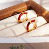 Autumn And Winter New French Retro Burgundy Enamel Small Circle Earrings Inlaid With Zircon Exquisite Small Earrings 278