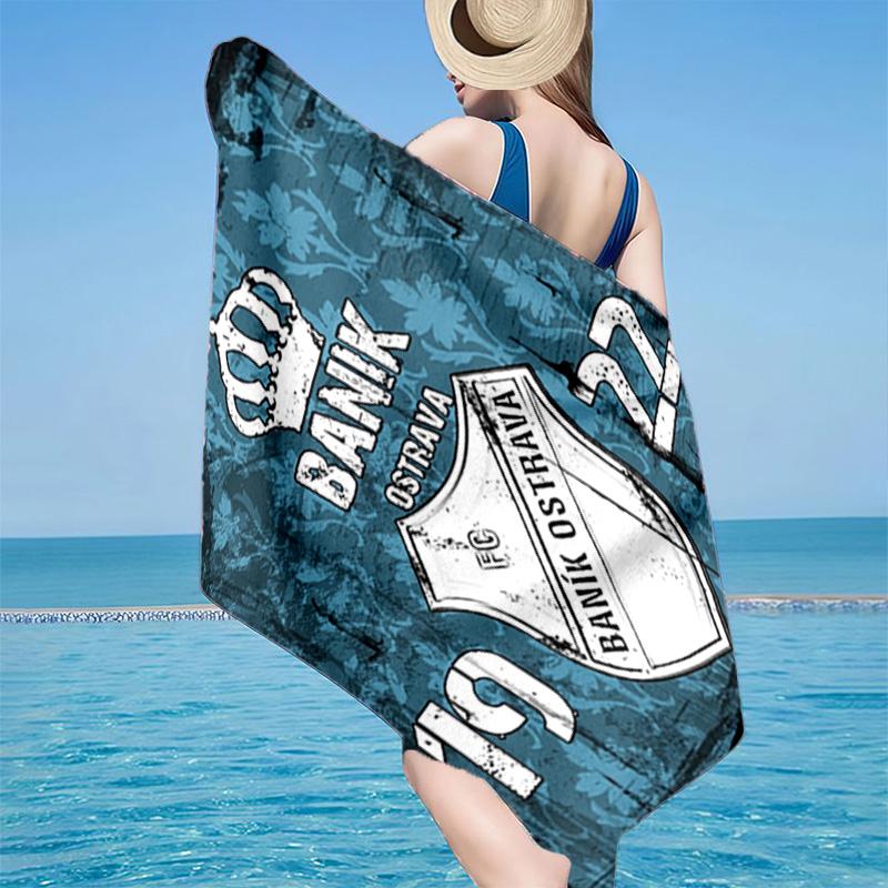 Banik Ostrava Crest Emblem Microfiber Beach Towel, Lightweight And Quick-Dry, for Summer Travel, Beach Essential, Swimming Pool