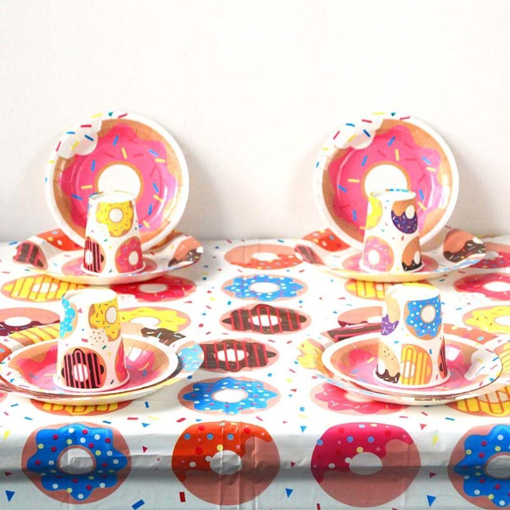 Rectangular Donut Tablecloth Plastic Donut Table Cover Birthday Party Party Decor