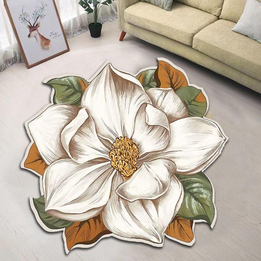 Baby Crawl Special-shaped Flower Carpet Peony Pastoral Blanket 60x60cm Magnolia Door Gasket Living Room Tea Table Bedside